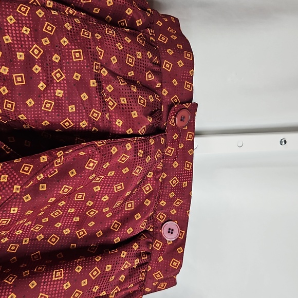 Vintage Christian Dior Women's Burgundy Pattered Padded Cropped Jacket Size 6 - Picture 5 of 11